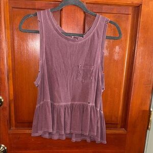 We The Free Distressed Ruffle Tank Top